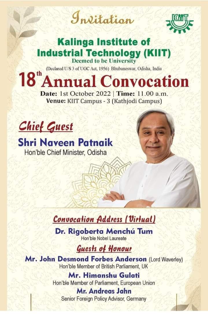 A sneak peek into the biggest celebration of #KIITConvocation

Have a glance at Chief Guest and Guests of Honour 👇