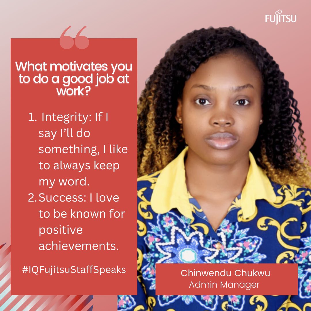 iqdistributions's tweet photo. Hello, my name is Chinwendu Chinwe, the administrative manager of @iqdistributions and two major things that motivate me to do a good job at work are:
1. Integrity: If I say I would do something, I like to keep to my word.
2. Success: I love to be known for positive achievements. https://t.co/puMQrd0j4e