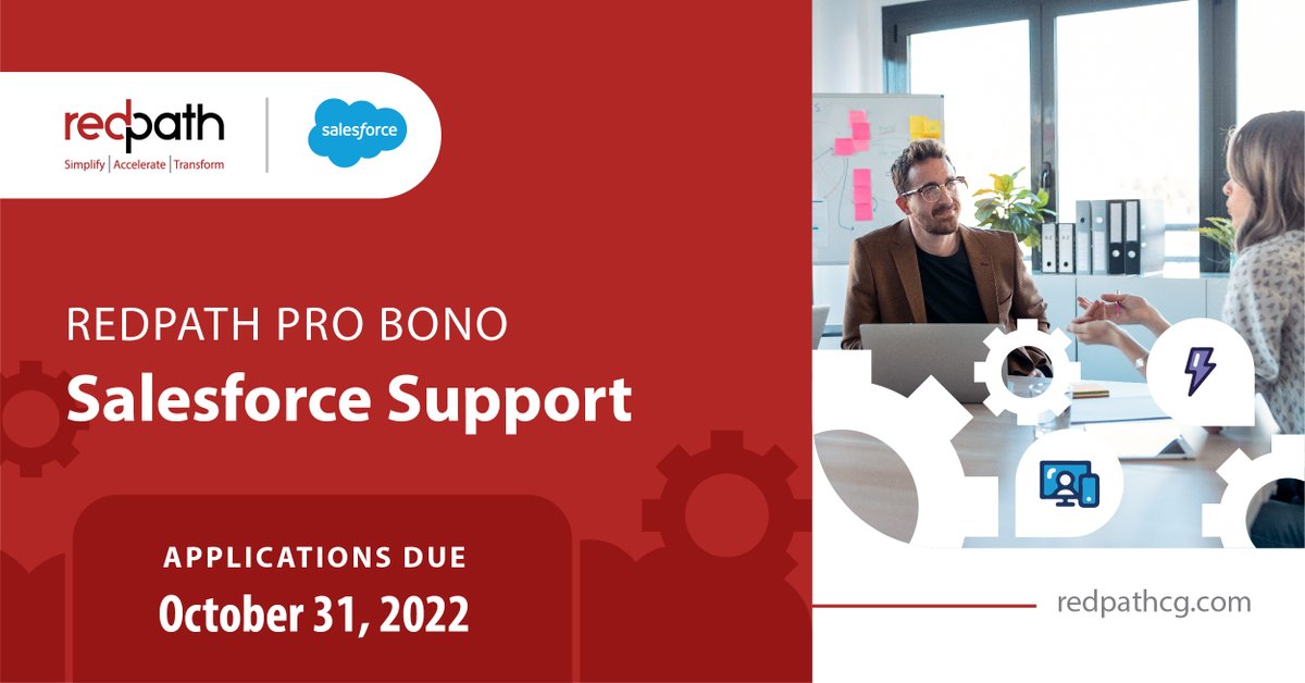 redpathgroup's tweet photo. Redpath is offering up to 15 hours of Salesforce support! Any organization who would like to be considered for this grant may fill out the application on our website. Apply today! → https://t.co/7caKFsNn6w #SalesforceSupport #RedpathCG #ProBono https://t.co/IGkFqeipsy