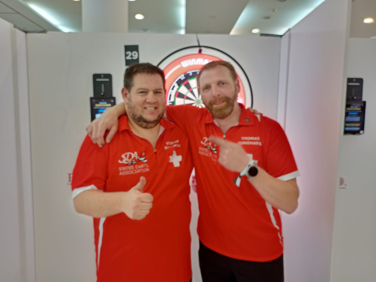 DARTS_SDA's tweet photo. Final day of floor action at the @DartsWDF Europe Cup 2022 and some more fine displays of the Swiss players: Schlapbach/Bartlomé (Women's Pairs) and Stefan Bellmont (Men's Singles) made it to the Last 16. So far. Up next: Belli vs. @LukeTheNuke180

#wdfeuropecup2022 https://t.co/dhp0uu7YvV