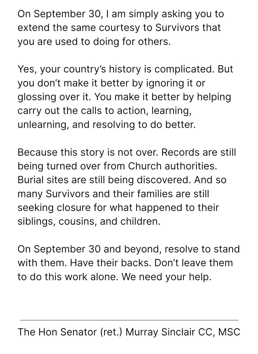 Without the advocacy and contributions of Survivors, Sept. 30 would be just another day in the calendar. Survivors led us to this moment on the journey of reconciliation, while they have been on their own personal journeys of healing.

See my #NDTR #NDTR2022 statement attached.