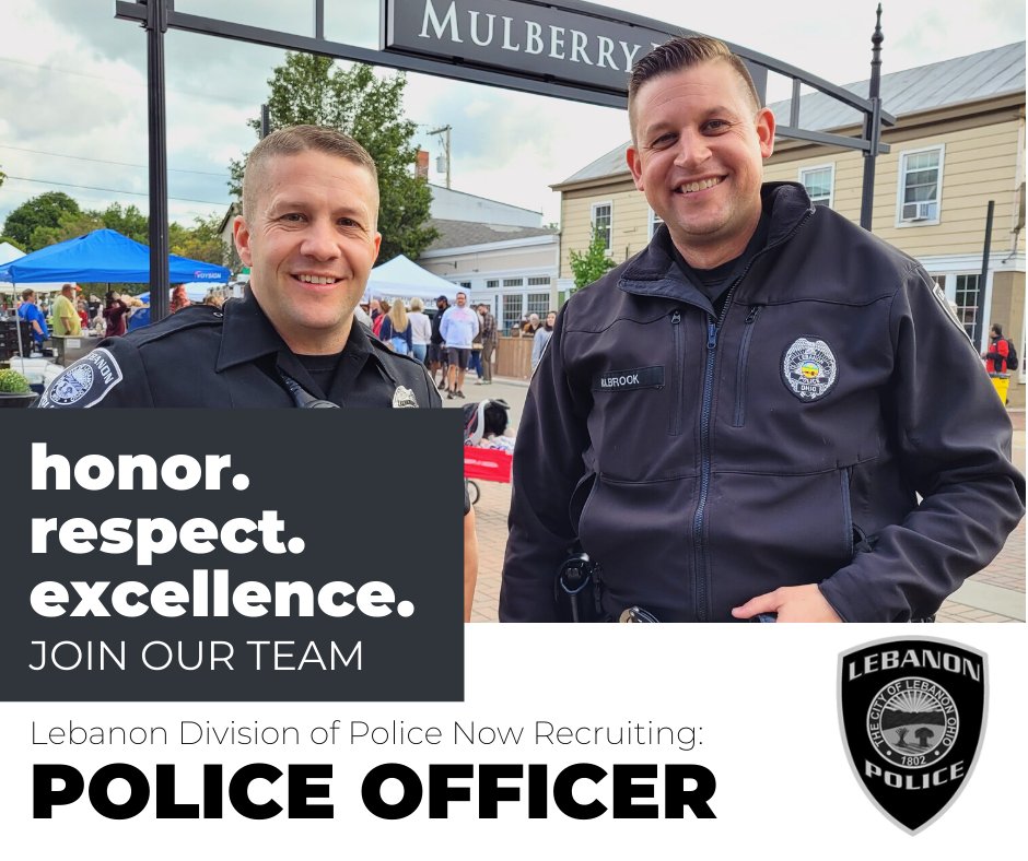 The City of Lebanon is accepting applications for full time police officers.  

For more information: 
lebanonohio.gov/departments/po…