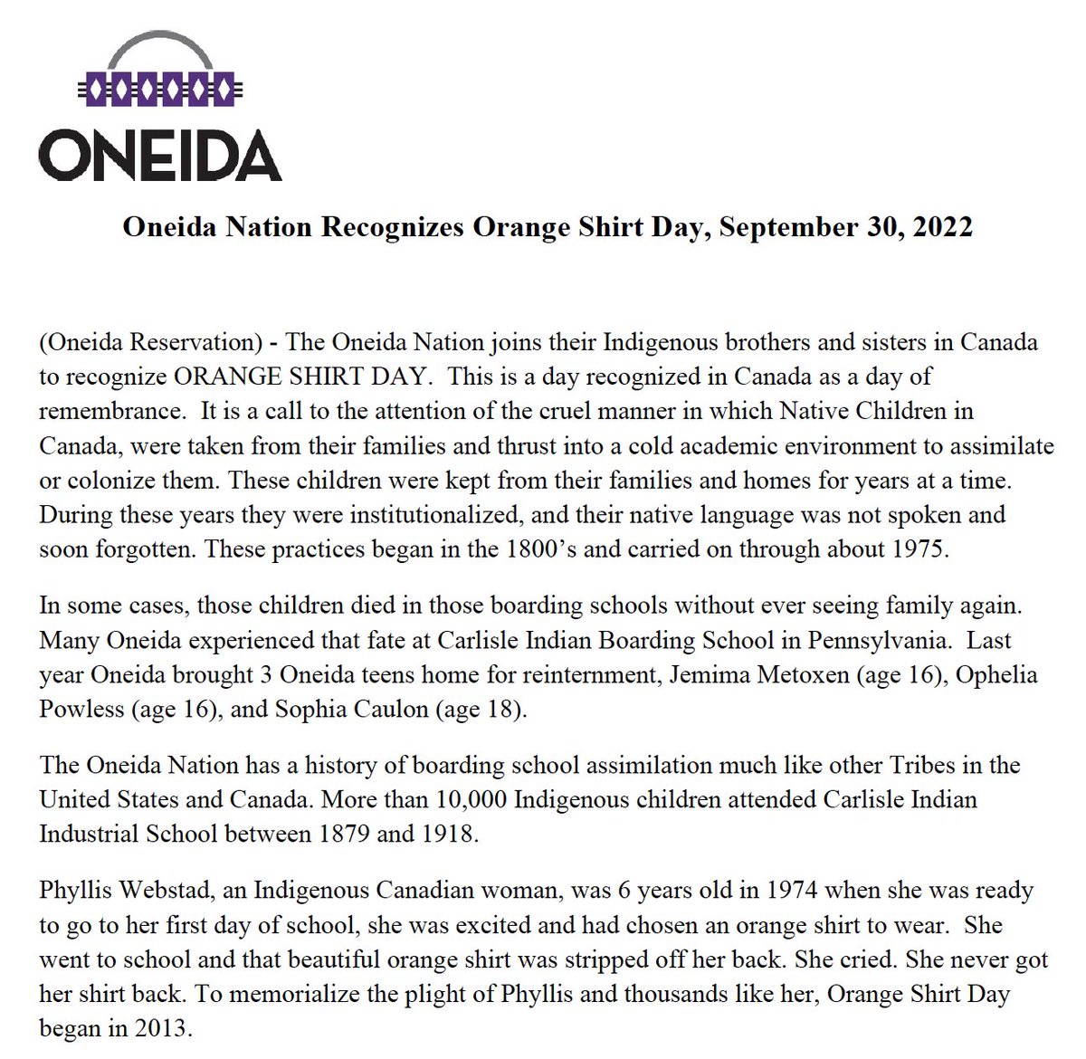 Oneida Nation (@oneidanationwi) on Twitter photo 