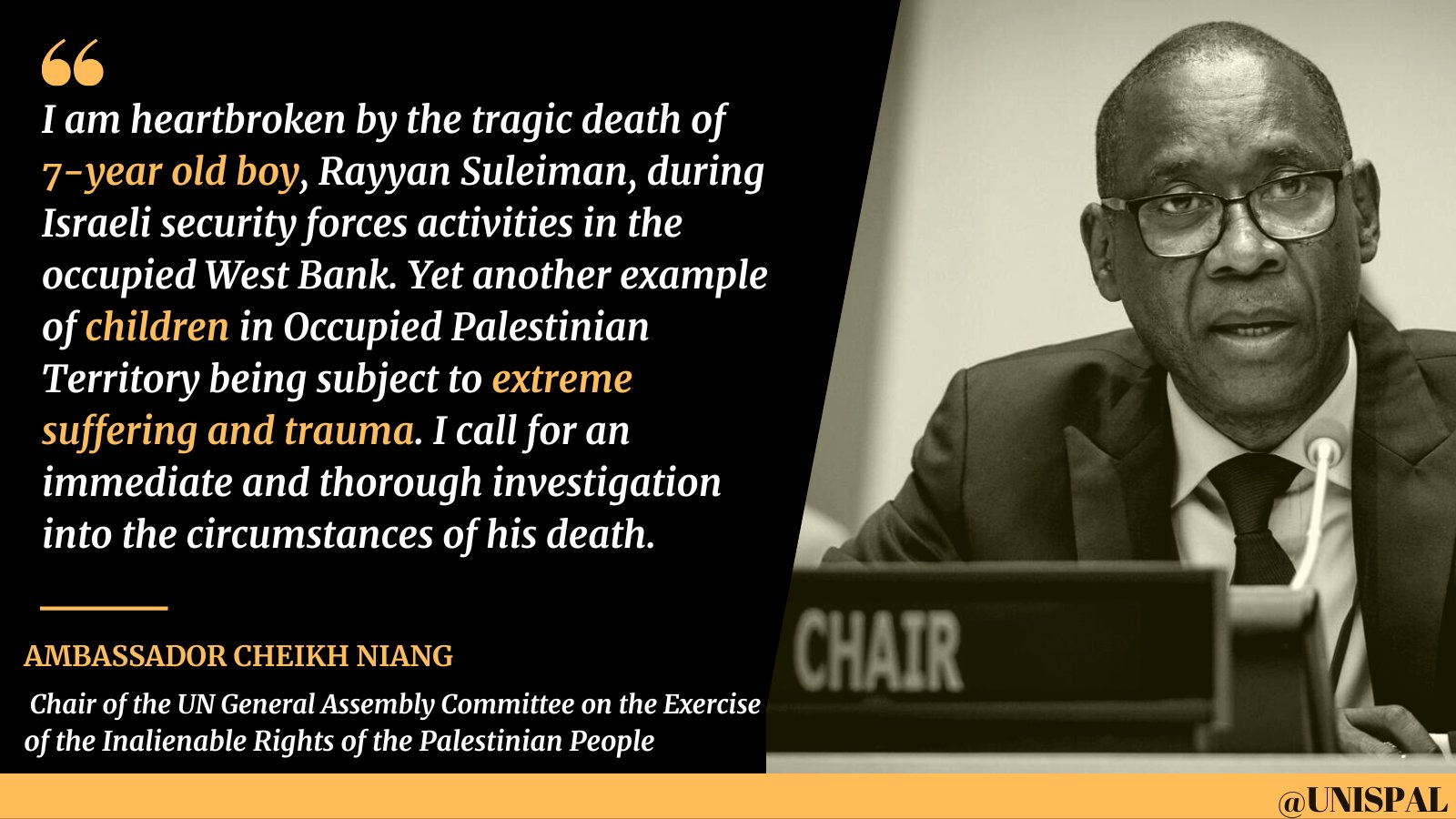 UN Palestinian Rights Committee on X: ‼️ Death of 7-year old  #RayyanSuleiman is yet another example of #children in the Occupied  #Palestinian Territory being subject to extreme suffering and trauma, says  the
