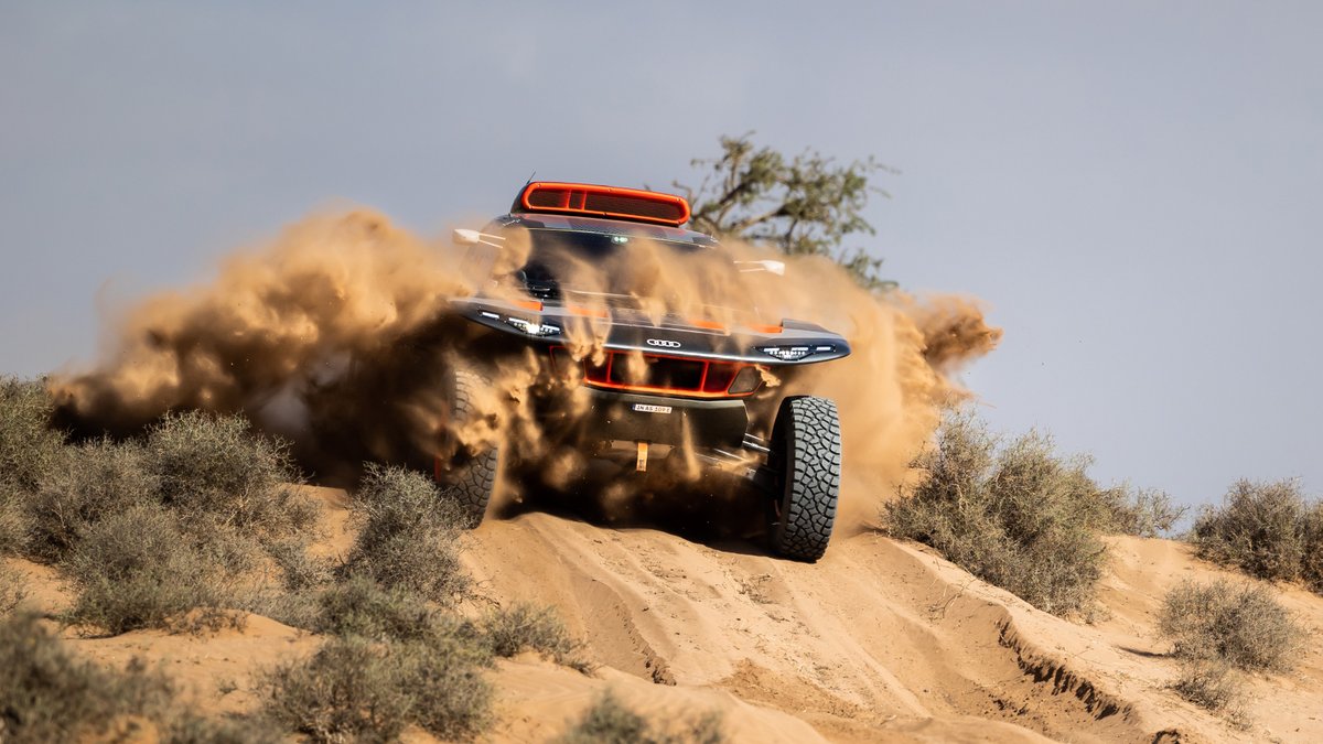 audisport's tweet photo. Shakedown in Morocco. 

>> https://t.co/i5Tnh0PJ97

#FutureIsAnAttitude #RallyeduMaroc #RoadToDakar2023 #RSQetron https://t.co/KIYNdcLLFi
