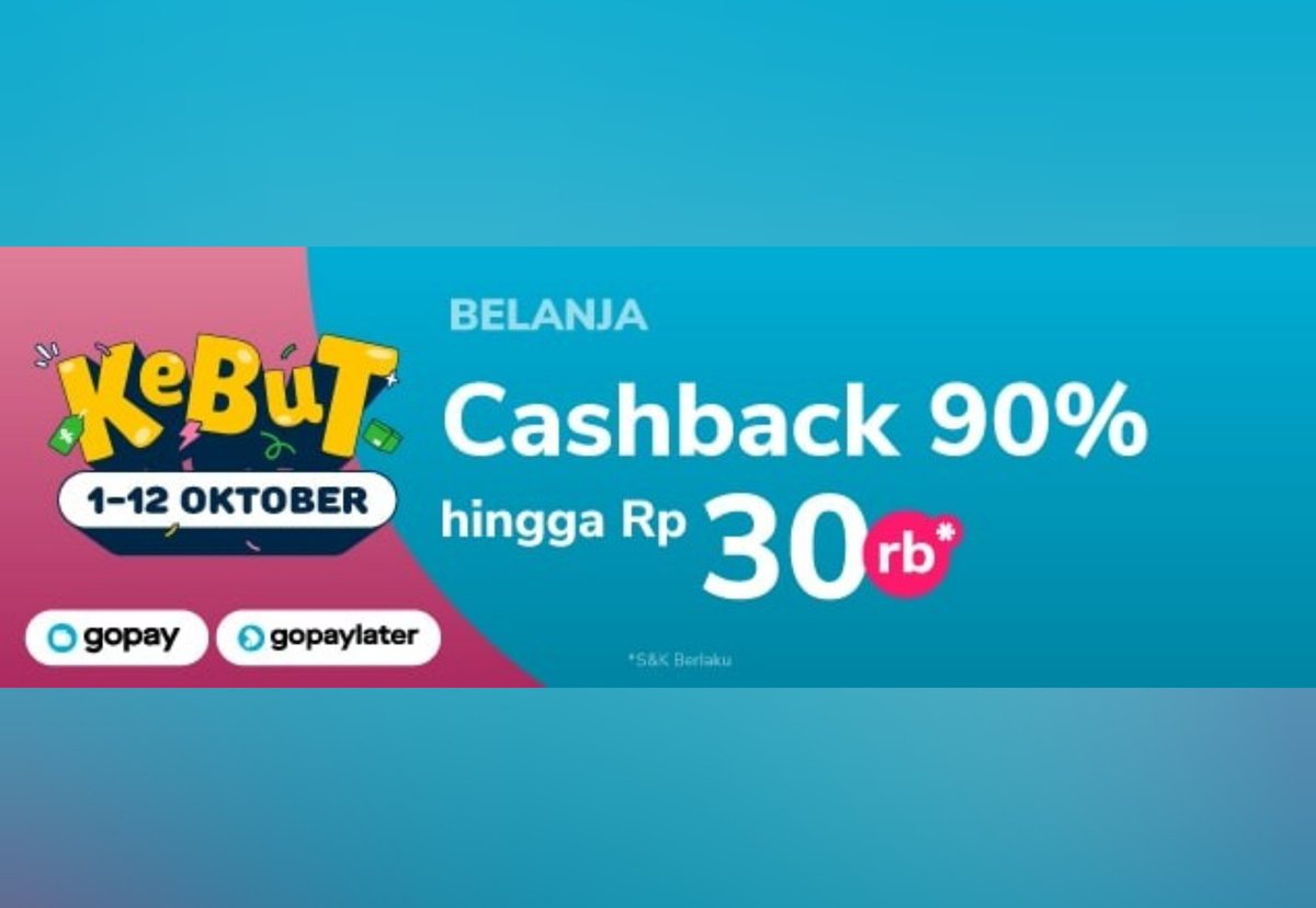 RacunBelanja's tweet photo. Promo Kebut Tokopedia ✨
🗓️ 1-12 Oktober 2022
⏰ Mulai jam 00:00

Cashback 90% hingga Rp30.000
Minimal pembelian Rp20.000

Klaim vouchernya disini:
https://t.co/zHgYSmCGQ8 https://t.co/2EIc65uFFh