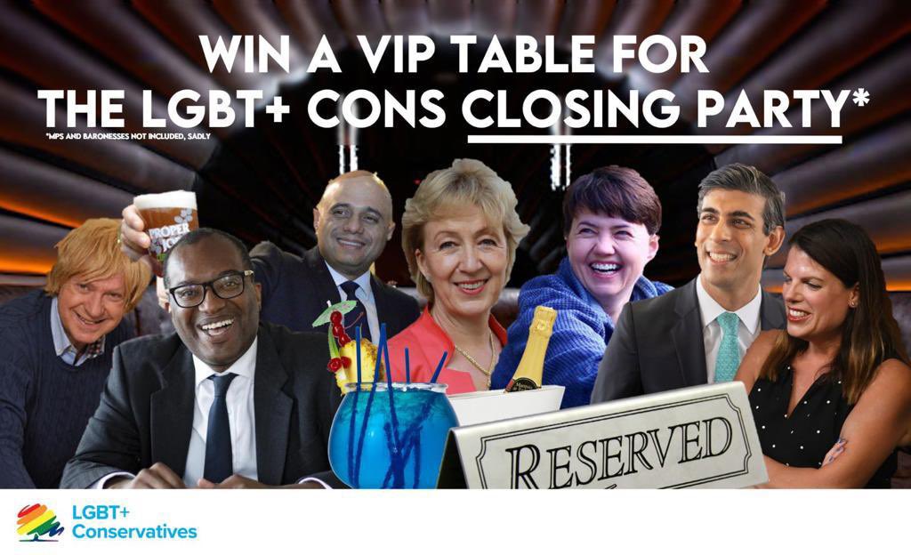 LGBTCons's tweet photo. 🪩🕺🏼Yep, it’s back

RT and like this post win queue jump for you and 2 friends + a VIP table at our #CPC22 Closing Party 🎉.

Disclaimer:
*You must be following us to be eligible
*The winner will be picked at random on the 4th of October
*You must have a secure conference pass https://t.co/OcjtRzyawo