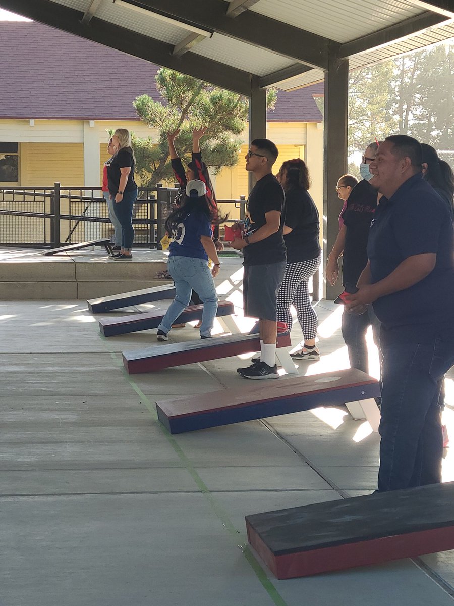 Team Building? You can't go wrong with breakfast burritos, friendly Corn Hole tournament and staff prizes! Great team building activities this morning. #WeAreLobos #somoslobos #LostHillsSchool