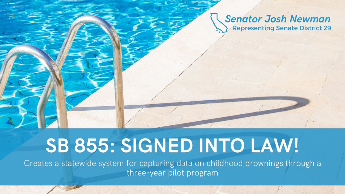 JoshNewmanCA's tweet photo. Currently, CA's data on childhood drownings is inconsistent &amp; incomplete, preventing a comprehensive evaluation of drowning prevention strategies.

#SB855 creates a system for collecting this essential info &amp; will help inform future policies to reduce these tragedies. #CALeg https://t.co/xpHmx1Fhfp