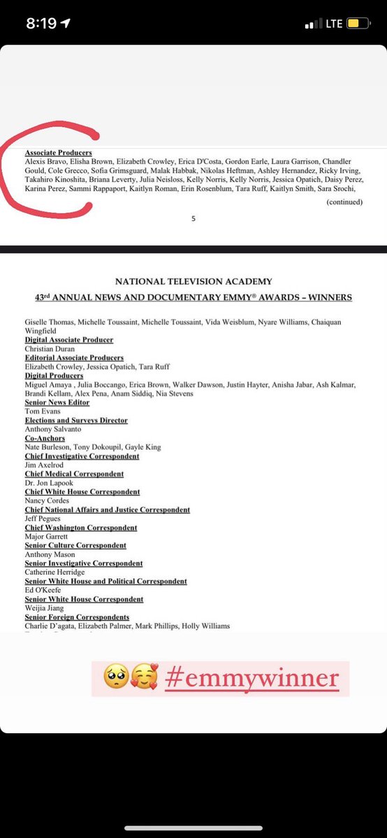 AlexisMBravo's tweet photo. I am so grateful to share that the amazing team at @CBSMornings and I have won the Emmy for Outstanding Live Program!! To have worked alongside EP Shawna, Gayle, Tony, and Nate, and the rest of the team for this very special show is a dream I'll forever cherish. https://t.co/R3MjMkLuJV