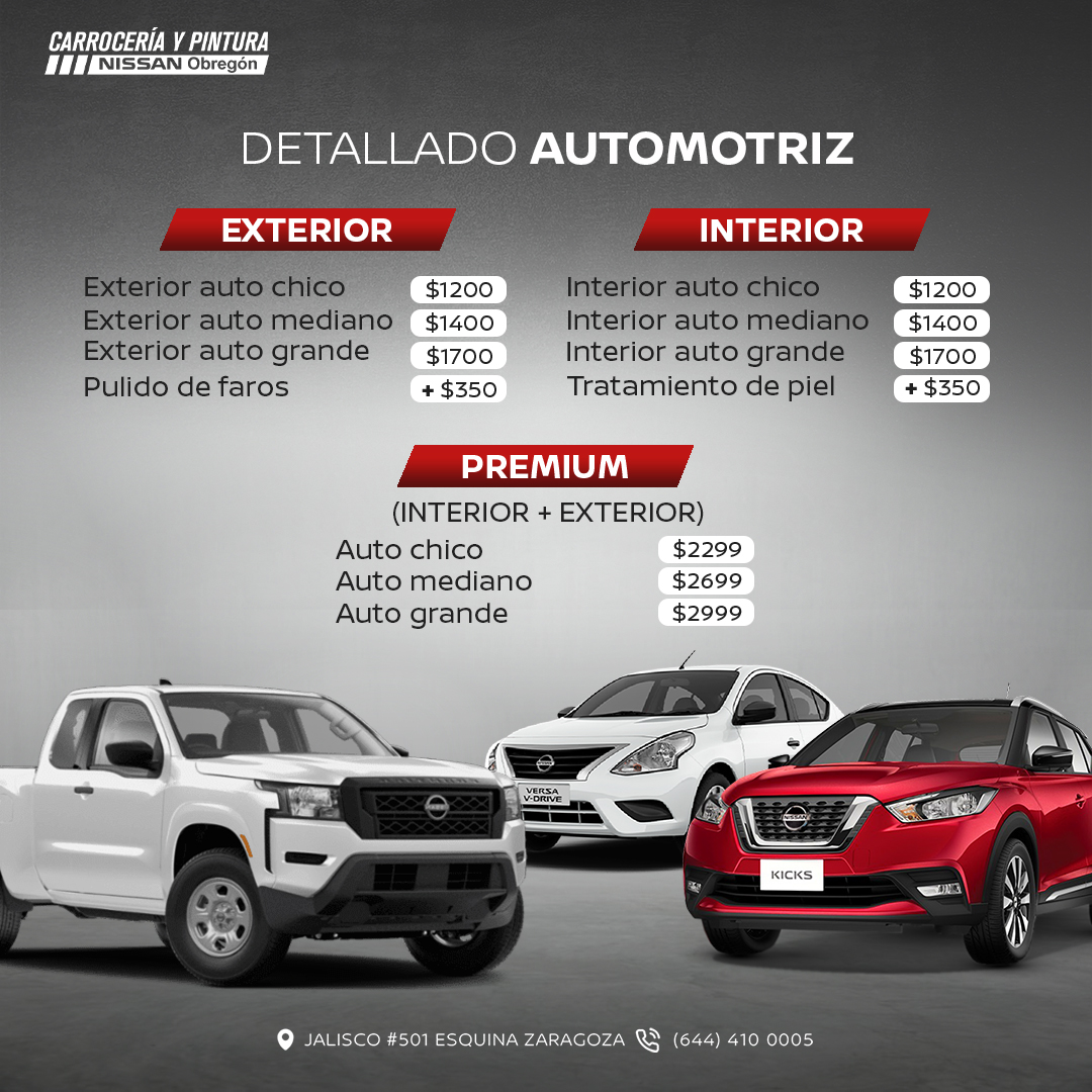 NissanObregon's tweet photo. Contamos con el mejor servicio de detallado de interiores 👨‍🔧🚘✨ ¡AGENDA TU CITA! 📲 https://t.co/DVvuyVi4RR y https://t.co/P0iJZ3KbRy

🔥🔥🔥 ÚLTIMO DÍA https://t.co/1pYJ1Sdg4h 

📍 Calle Jalisco #501 esq. con Zaragoza ☎️ (644) 410 0005
#TallerMultimarca #PinturaAutomotriz https://t.co/cbJtcRcGJm