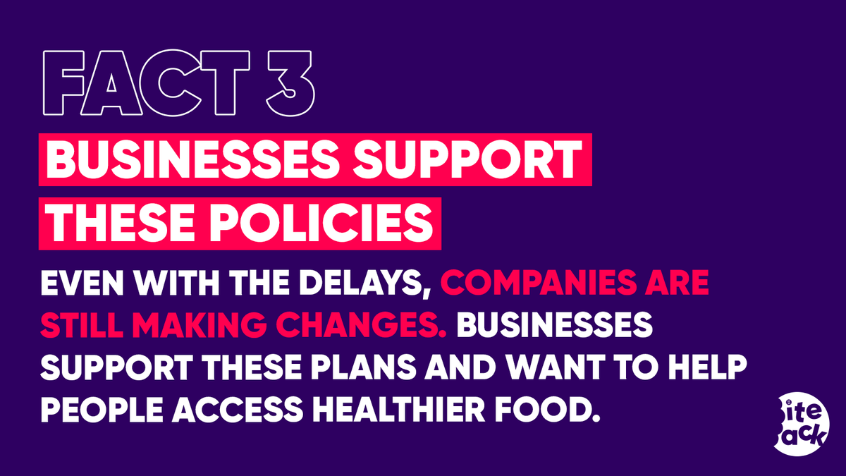 BiteBack2030's tweet photo. Reasons why the government should delay policies that end of junk food ads online and on TV before 9pm...

There are none. @trussliz why won't you put our health first?

Tell the government you've #AdEnough by sharing our open letter — https://t.co/AqwBoE249y #ChildHealthUTurn https://t.co/ESYqo1vsBs