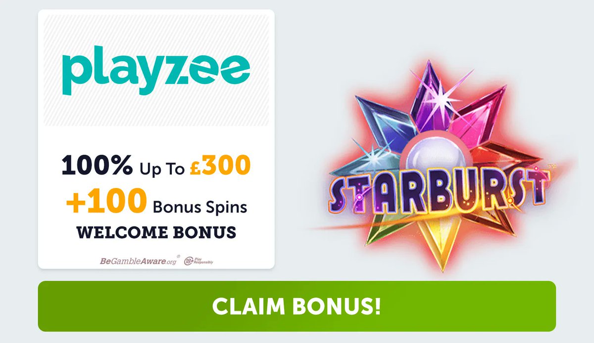 Travel the galaxy once more with another epic bonus on Starburst! &#128640; Register an account with Playzee Casino and you&#39;ll get  100% up to &#163;300 + 100 Bonus Spins on Starburst + 500 Zee Points &#127775; Claim your chance and become the new King Of The Galaxy! &#128081;