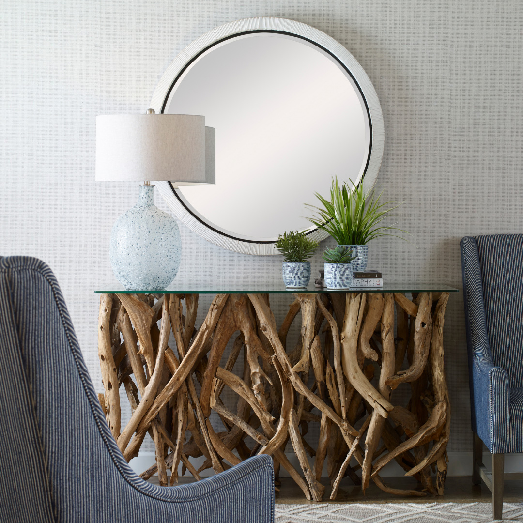 We spy with our little eye samples throughout our halls including lots of mirrors for your walls 😍. ⁠ Our showrooms are prepping for Fall Cash & Carry next month and samples are already available in select showrooms that are open year round. ⁠ #AtlMkt // 📷 @UttermostCo