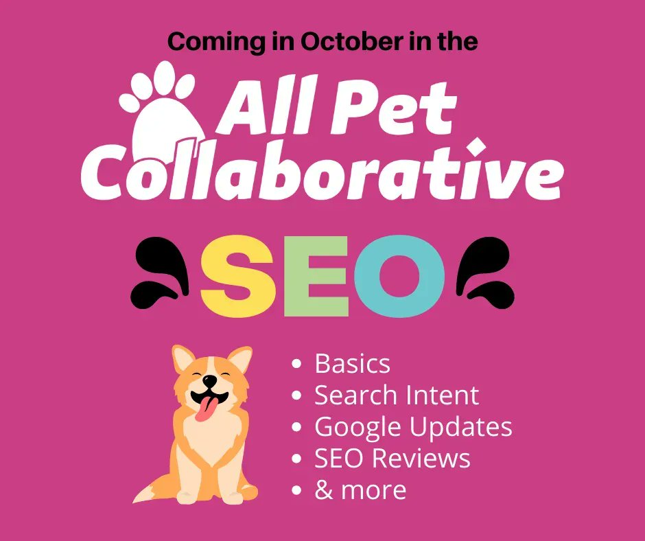 Whether you geek out over SEO or it makes you want to pull your hair out, this coming month of SEO education is for YOU! Join us in the All Pet Collaborative for education, support, and community. bit.ly/APCJoin 
#BlogPaws #PetBiz #Petpreneur #SEO