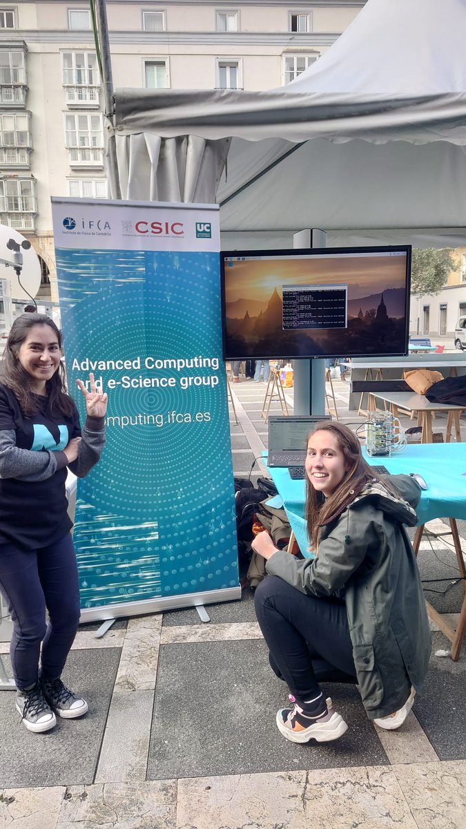 IFCA_Computing's tweet photo. Si os pasáis por nuestro stand en Pombo podréis ver un supercomputador (en miniatura) en acción con @aidaph y @carmenmarcos00
#ResearchersNight #NocheEuropeaInvestigadores https://t.co/O1pHQ0EEva