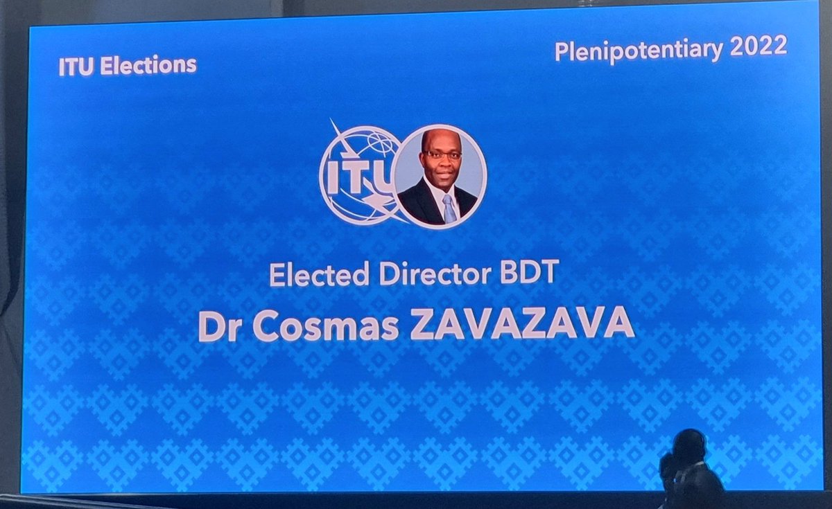EnYang's tweet photo. Dr. Cosmos Zavazava from Zimbabwe has been duly elected as Director of BDT. The Gambia withdraw its candidature in support of Africa (Zimbabwe) following two rounds of voting with no clear winner. https://t.co/al3uU970Fd