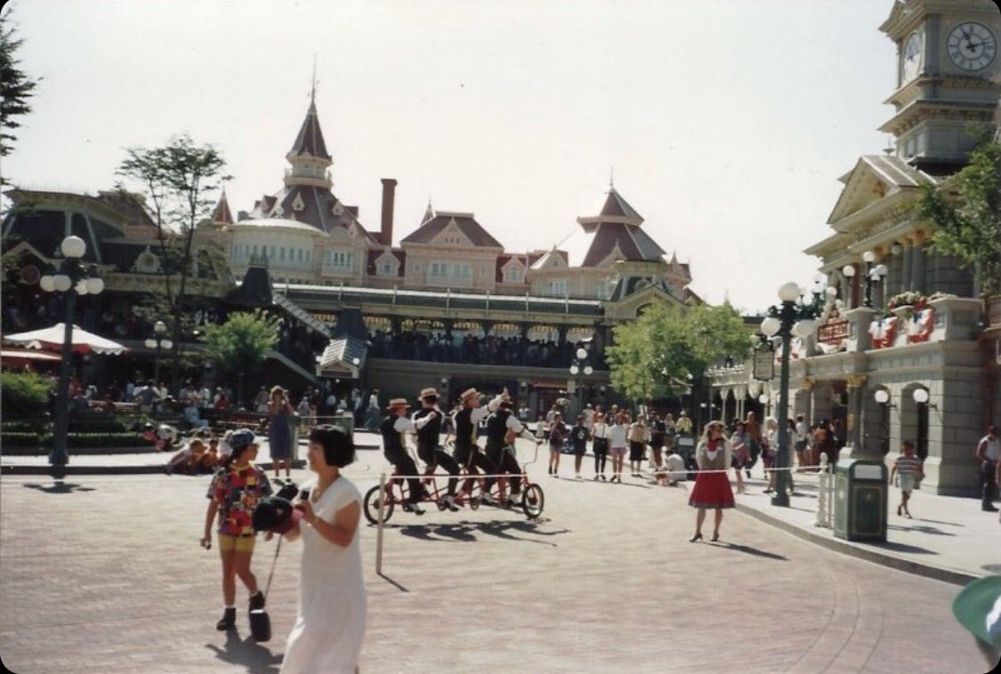 Thank you Generation EuroDisney on Insta for finding this rare shot of us on our 4 man bike in 1994! #DisneylandParis #barbershop <a href="/HuffyBicycles/">@huffybicycles</a> #mainstreetusa