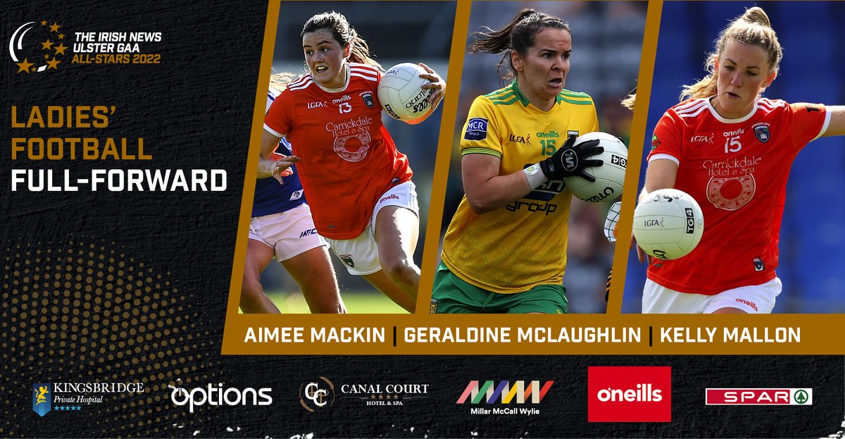 irish_news's tweet photo. As voted for by Irish News readers the full-forward line is @AimeeMackin @ArmaghLGFA Geraldine McLaughlin @DonegalLGFA and back to the orchard county for the sensation that is @kellymallon101 Armagh 🌟

#INAllStars

@shaneoneillsgfc @CLGAnTearmainn @maddenraparees @UlsterLadies https://t.co/OgMAHa0oYk