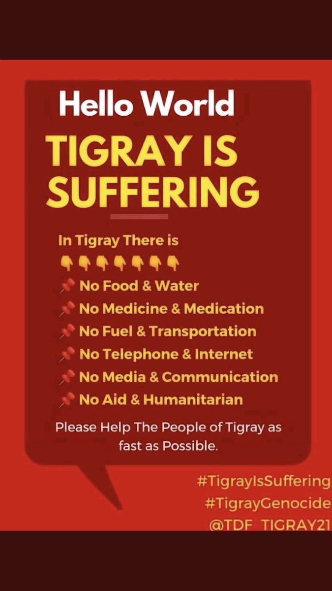 #TigrayUnderAttack 
#StopWarOnTigray 
#TigrayGenocide 
#EndTigrayGenocide 
#EritreanTroopsOutOfTigray  
#DropFoodNotBomb 
@UN_HRC @MikeHammerUSA @POTUS @SecBlinken @antonioguterres