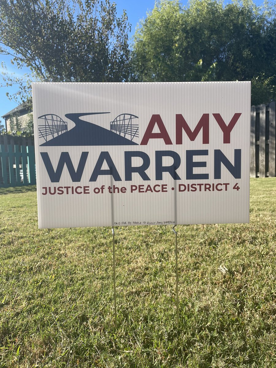 AmyWarrenforJP's tweet photo. Yard signs are here!

Since many District 4 neighborhood HOAs prohibit signs, these are 12” x 18” to fit neatly in a window.

Please let me know if you’d like one. Signs are free, but any donation to help defray the cost would be much appreciated!

https://t.co/A3eIUGk9Sg https://t.co/4GdpY54FUP
