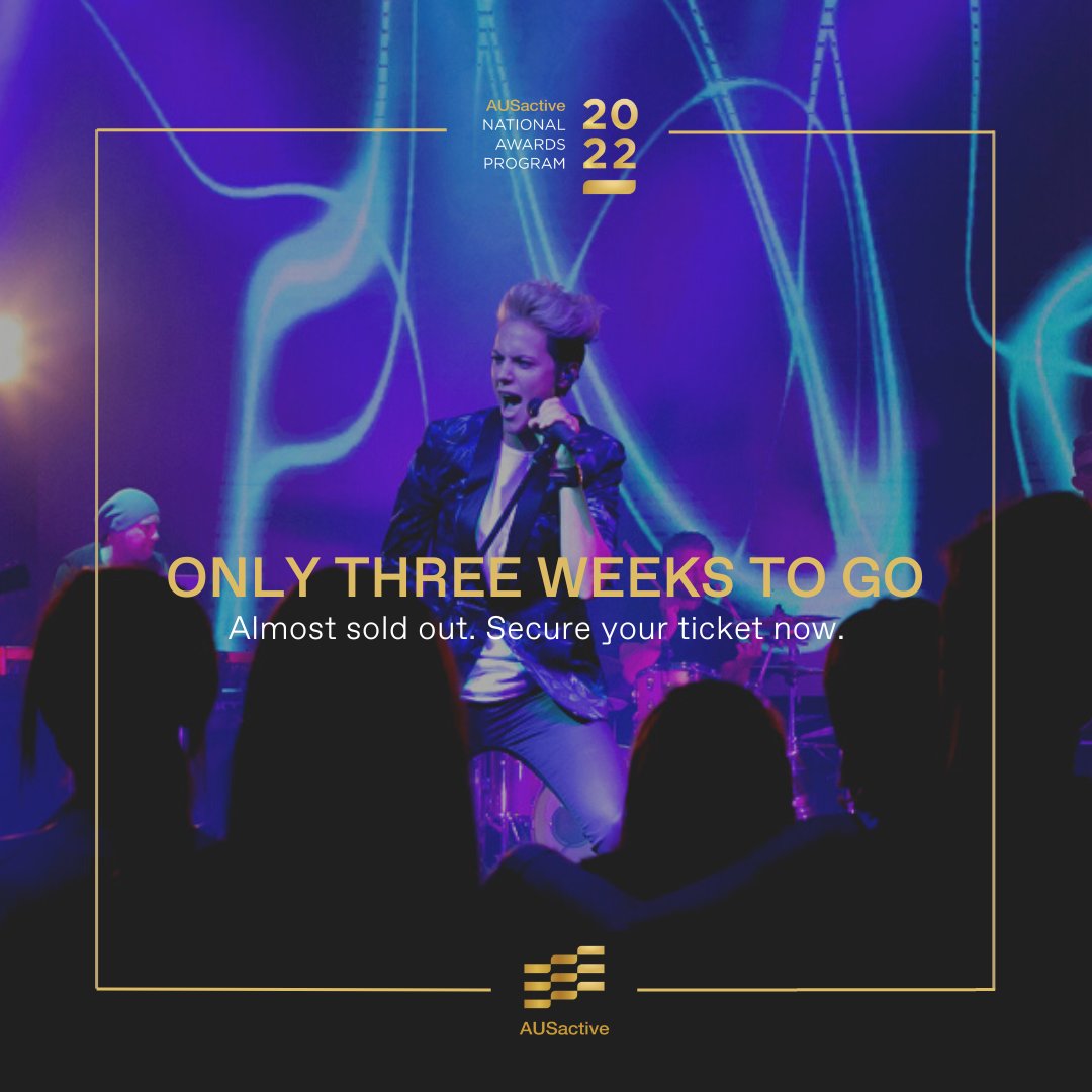 ✨ Only three more weeks until the 2022 AUSactive National Awards Program✨

This event is selling fast! 🌟 Secure your ticket now: bit.ly/3R4WodO

#AUSactive #AUSactiveAwards #TicketsAreNowLive #ausactiveawards2022