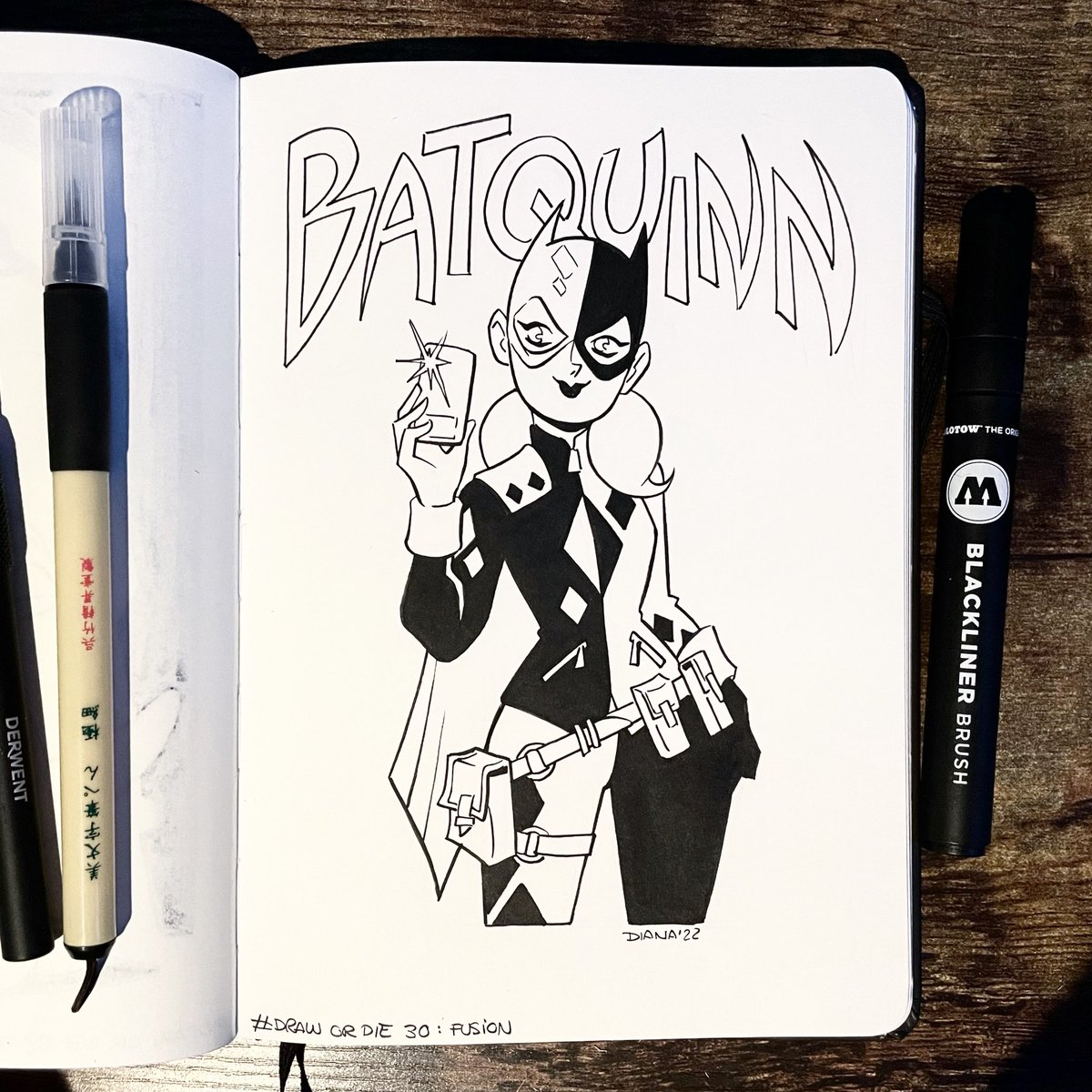 EgeaDiana's tweet photo. Draw or die 30: fusion

#drawordie #batquinn #batgirl #harleyquinn #characterdesign #cartoon #kuretake #bimoji #molotow https://t.co/vUFpshKBnU