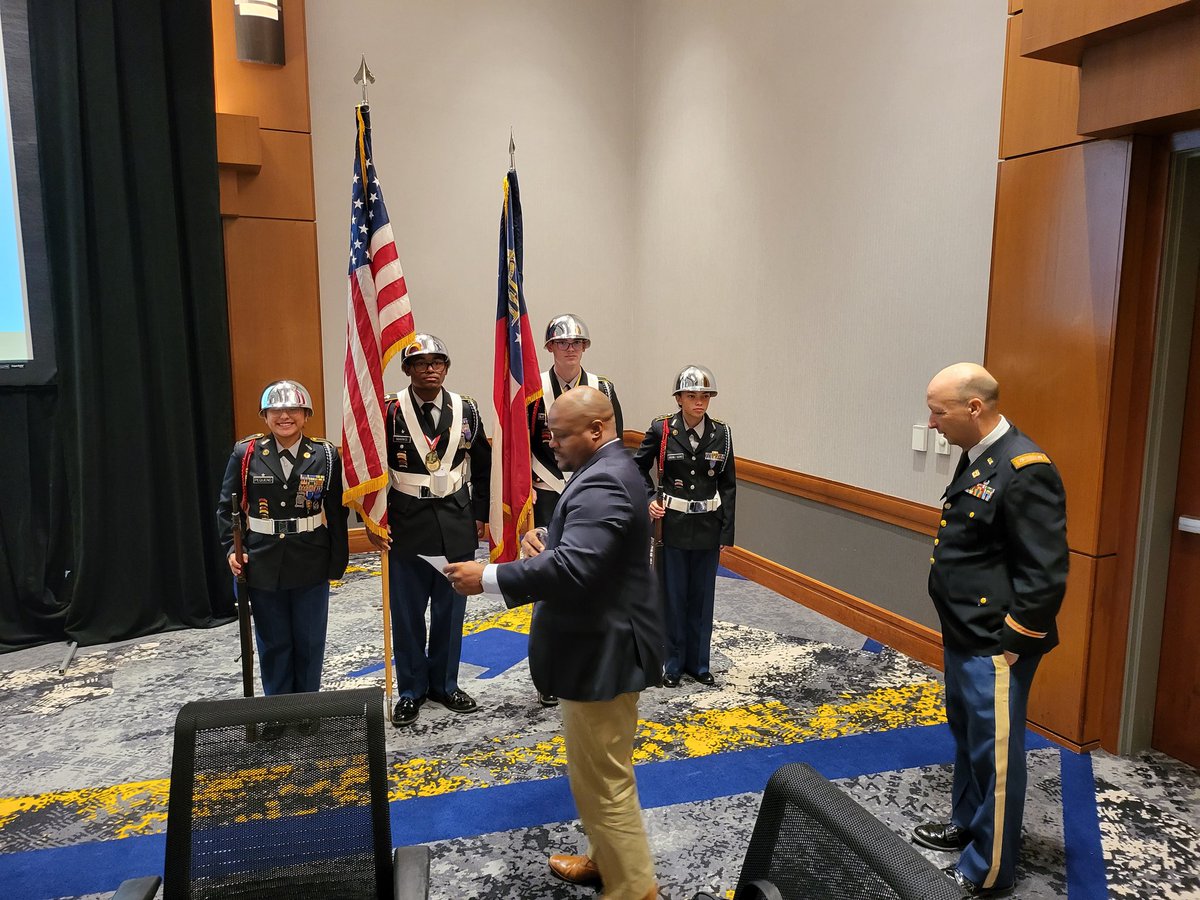 Great job presenting the colors by Centennial High School cadets at the district AdStaff meeting yesterday.