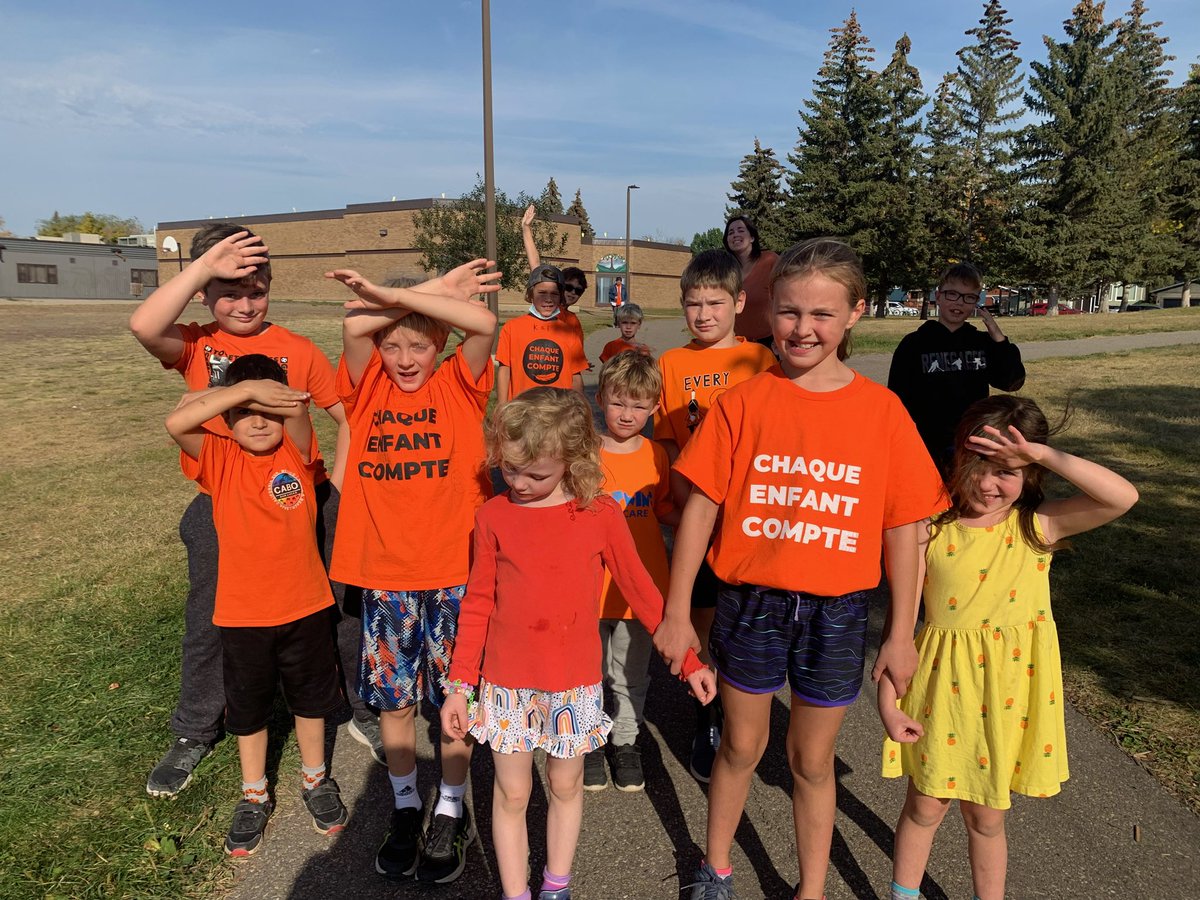 EcoleOBR's tweet photo. Sister O TRC walk for Truth and Reconciliation. Spreading love and awareness 🧡 @GSCSNews https://t.co/Tp0IN0BGcA