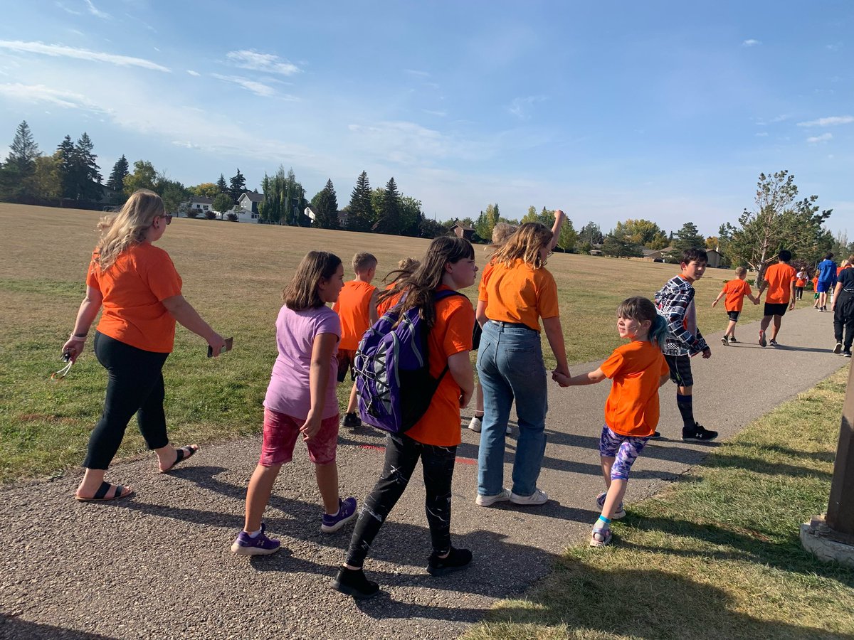 EcoleOBR's tweet photo. Sister O TRC walk for Truth and Reconciliation. Spreading love and awareness 🧡 @GSCSNews https://t.co/Tp0IN0BGcA