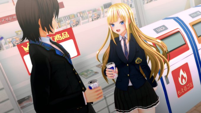 #COM3D2
アリスちゃんと神奈君。
アリスちゃんからすれば大体の事が新体験なので、コンビニでも楽しそうだぞ。 