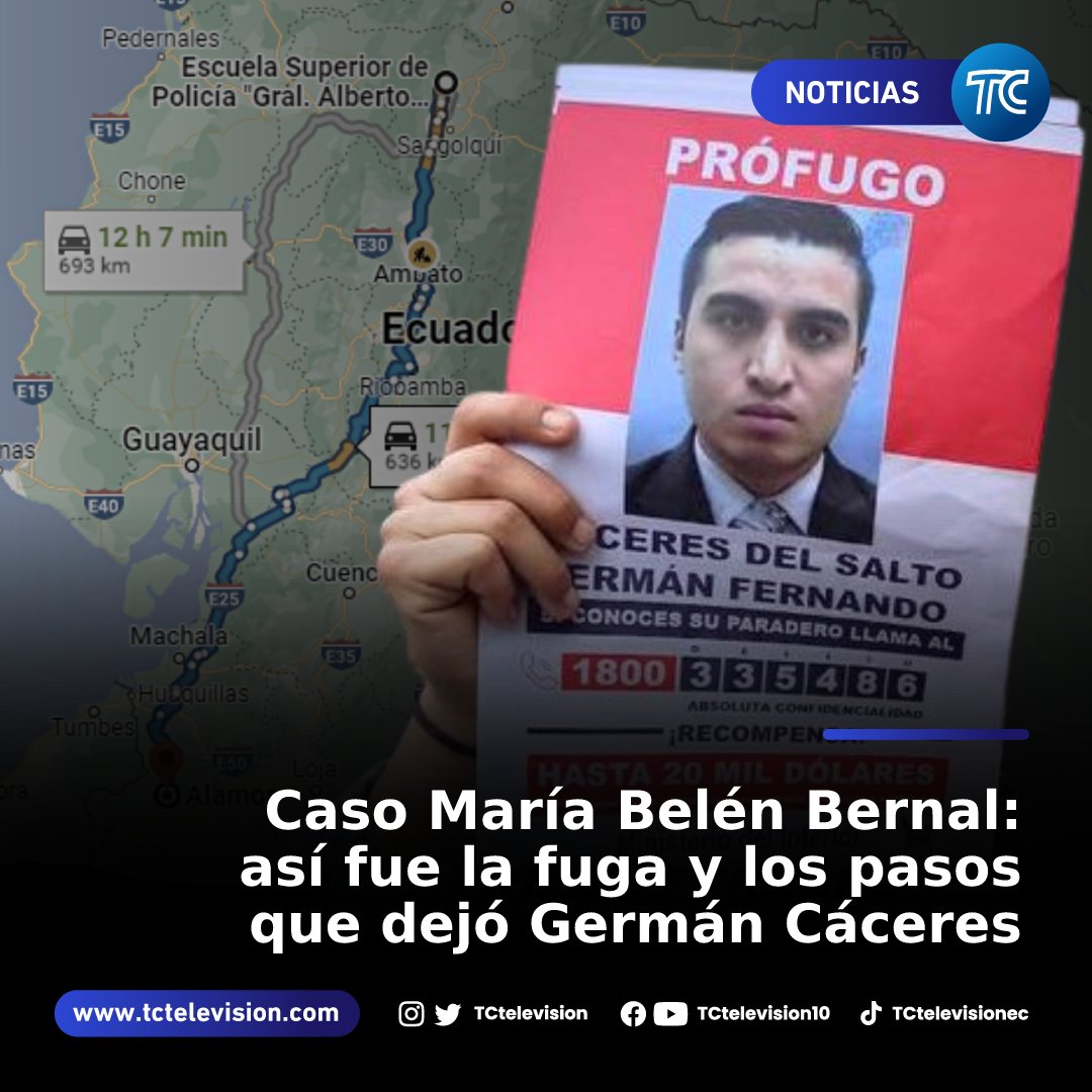 tctelevision's tweet photo. 🔴 | #EXCLUSIVO: Germán Cáceres, quien se encuentra prófugo por el femicidio de María Belén Bernal, realizó un recorrido en bus desde Quito a Loja. 

🔎 Un testigo clave afirmó haberlo visto y habló con él.  Aquí el informe. » https://t.co/1krjVRWQmH https://t.co/VRBODzZlpt