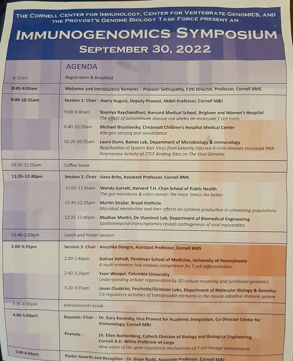 Nyaradzo Chigorimbo (@nyariscience) on Twitter photo Incredible science today at the <a href="/Cornell/">Cornell University</a> 2022 Immunogenomics symposium. Great talks by <a href="/soumya_boston/">Soumya Raychaudhuri সৌম্য রায়চৌধুরী</a> , <a href="/golnaz_v/">Golnaz Vahedi</a> , <a href="/DrWoappi/">Yvon Woappi</a> <a href="/mstrazar07/">Martin Stražar</a> , <a href="/mantri_madhav/">Madhav Mantri</a> Ellen Rothenberg and others. Inspired Incredible science today at the <a href="/Cornell/">Cornell University</a> 2022 Immunogenomics symposium. Great talks by <a href="/soumya_boston/">Soumya Raychaudhuri সৌম্য রায়চৌধুরী</a> , <a href="/golnaz_v/">Golnaz Vahedi</a> , <a href="/DrWoappi/">Yvon Woappi</a> <a href="/mstrazar07/">Martin Stražar</a> , <a href="/mantri_madhav/">Madhav Mantri</a> Ellen Rothenberg and others. Inspired