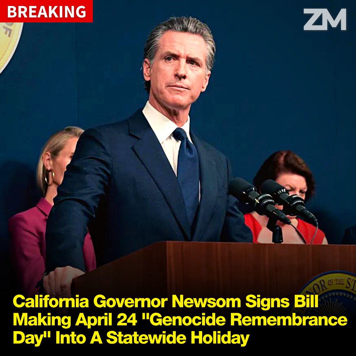 ZartonkMedia's tweet image. BREAKING: California Governor Newsom Signs Bill Making April 24 "Genocide Remembrance Day" Into A Statewide Holiday