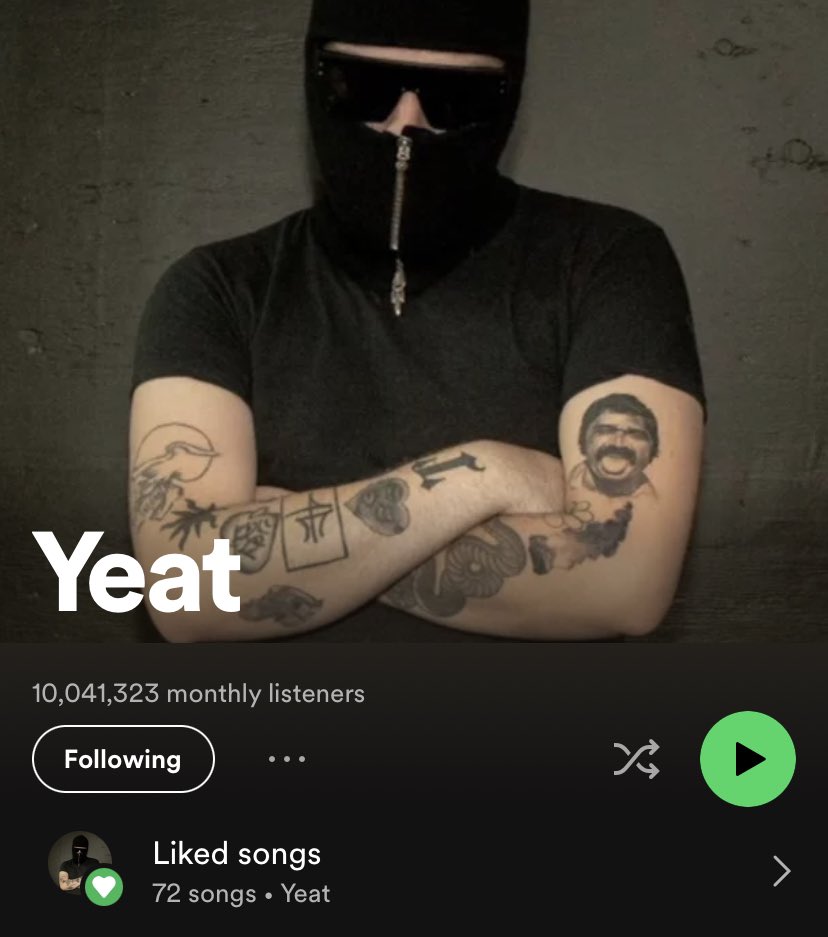 YeatCharts's tweet photo. Yeat has surpassed 10 million monthly listeners on Spotify for the first time ever! https://t.co/dNIufH25kS