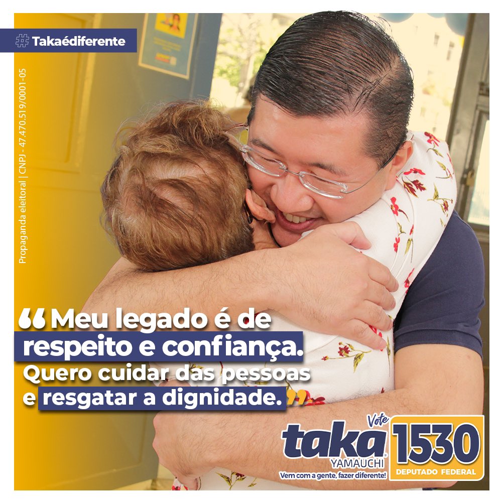 Eu entrei na política para fazer o bem. Meu compromisso é com você!  O ABCD quer e precisa de um deputado federal que pense nas pessoas. Vamos pra cima! vamos com Taka 1️⃣5️⃣3️⃣0️⃣✅

#takaédiferente
#japonêscertoéotaka
#agoraétaka
#takadeputadofederal
#taka1530
#ABCD