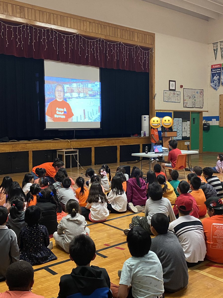 Our Grade 5/6 class did a great job leading our Orange Shirt Day assembly. #everychildmatters