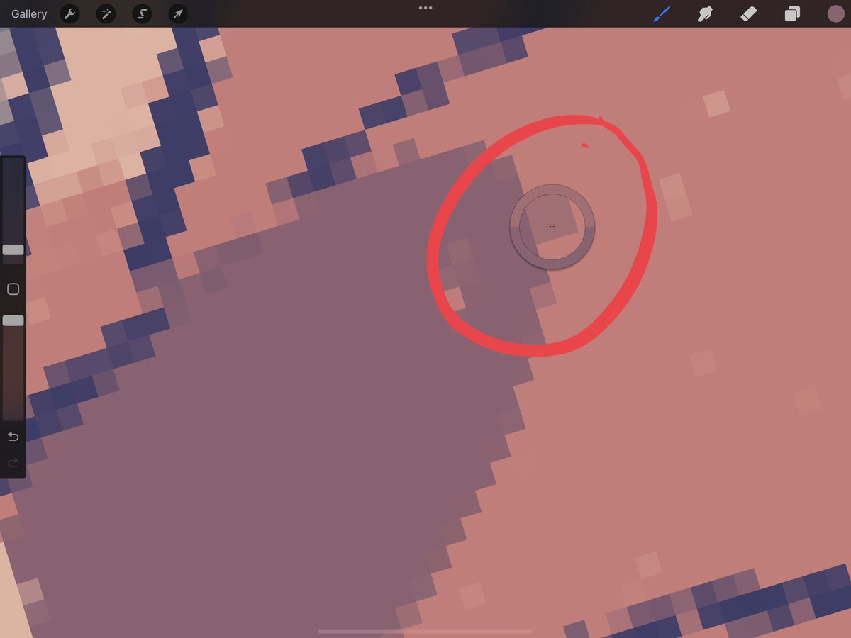 a lot of ppl ask how I find color and it's literally me zooming in, eyedropping a single pixel that's between a couple colors, and using that to shade 