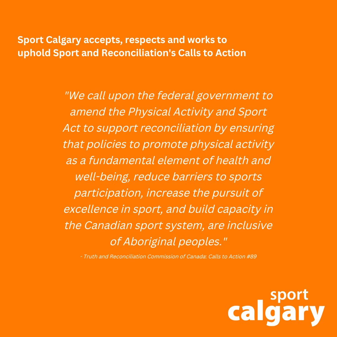 SportCalgary's tweet photo. The Truth and Reconciliation of the Commission of Canada's Sport and Reconciliation's 'Calls to Action' are supported by Sport Calgary.
#NDTR #Reconciliation #ReconcilACTION #Truth #EveryChildMatters https://t.co/PsozdXBtCu