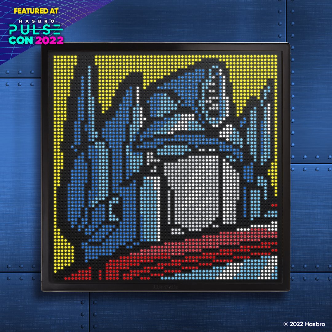 HasbroPulse's tweet photo. #HasbroPulseCon2022 is lighting up the room the NEW, MEGA-SIZED #Transformers Lite-Brite Wall Art! This special #LiteBrite is the biggest unit yet, with MORE PEGS and MORE LEDs for MORE DEFINITION! Available NOW for pre-order on #HasbroPulse! https://t.co/jJb2sg4y1E