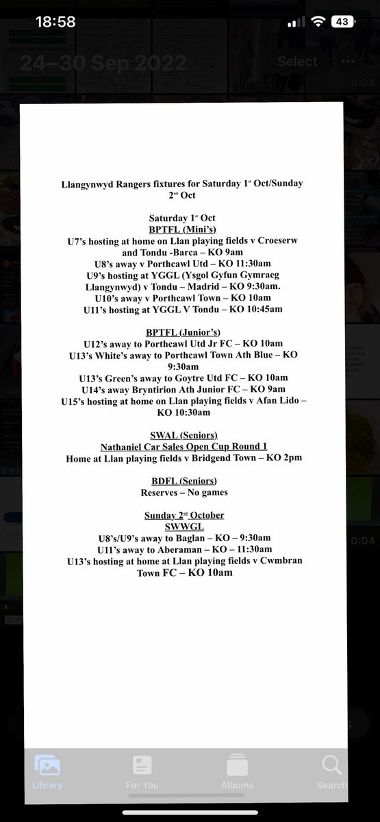 LlanRangers's tweet photo. Fixtures for this weekend #raincandoone ☔️ https://t.co/zUSRxEPnPn