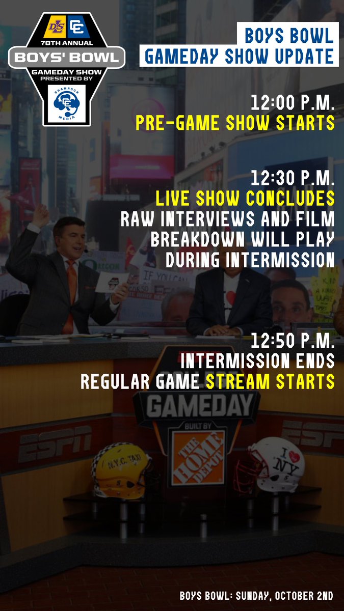 DCC_Media_'s tweet photo. Join us on Sunday for Boys’ Bowl which kicks off at noon ET with a live pre-game show. Live game coverage will be streamed on our main YouTube channel! Be sure to tune in!!

@DETROITCCAD @DCCShamrocks @DCCAlumniOffice https://t.co/z8ARqd17Ep