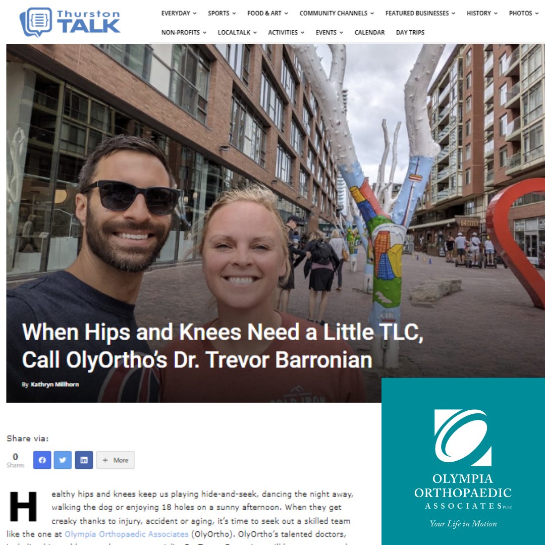 OlyOrtho's tweet photo. We are excited to welcome Dr. Trevor Barronian to #OlyOrtho this fall. Check out this local TALK article... it will give you an excellent introduction to our new #TeamOOA Hip & Knee Joint Reconstruction Specialist.
https://t.co/NPiJRSqswf
#Welcome #DoctorBarronian #LifeInMotion https://t.co/bzmz7EmKaE