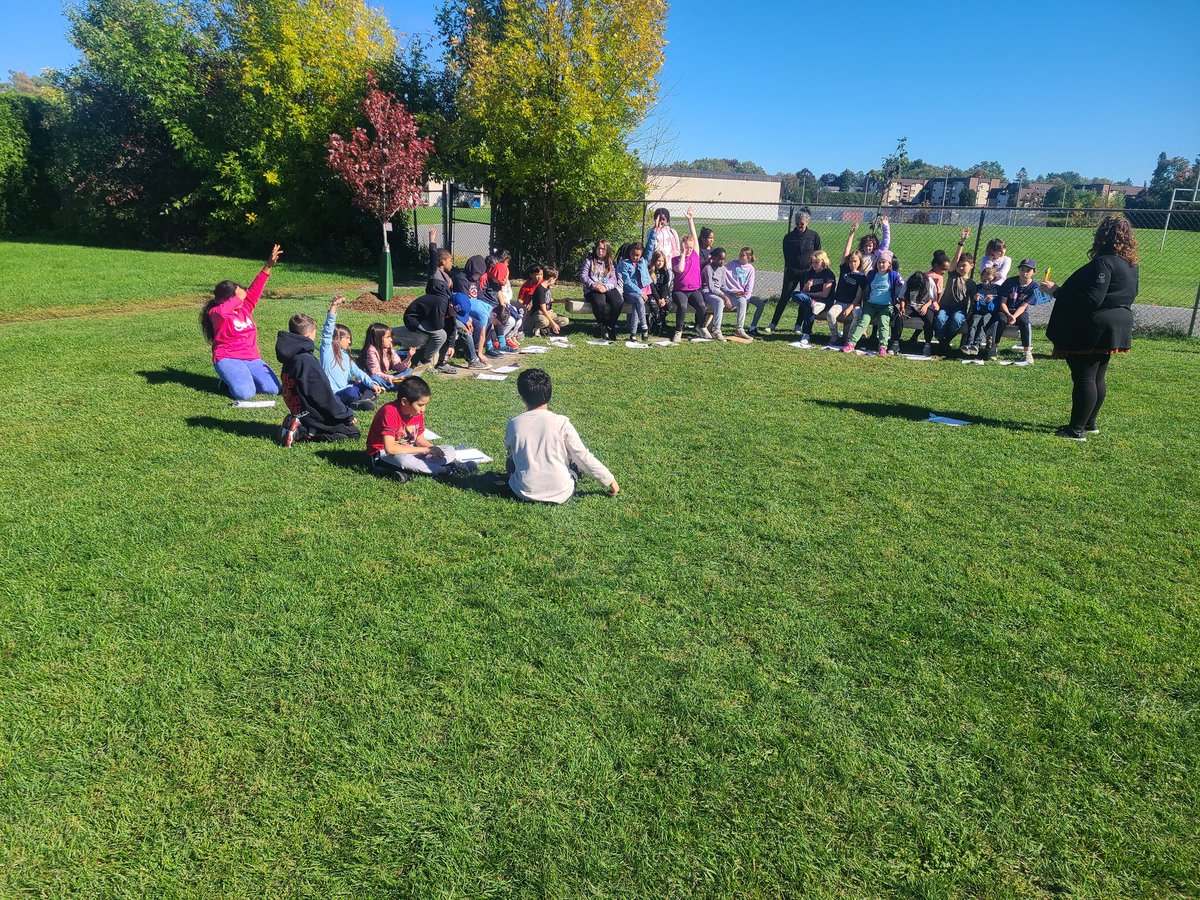 MrsMeldrumOCSB's tweet photo. What a great week! Both classes adopted a couple of our newly planted trees, and our 5/6 team enjoyed helping Kinder and DE classes to make orange hearts to hang in our trees in honor of #NationalDayForTruthAndReconciliation. We also enjoyed some collaborate math! @TDMcGeeOCSB https://t.co/zIliw5eXYR