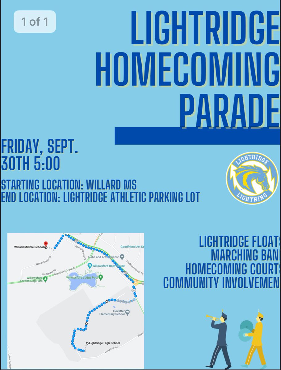 rose_aller's tweet photo. Lightridge Homecoming Parade is still a go, Ian can’t stop us!  Come out and see the amazing floats our students have created, our AWESOME band and cheerleaders!  Stay for the game and cheer on our BOLTS!  Happy Homecoming Weekend!GO BOLTS!! ❤️⚡️🏈@LightridgeFB @Lightridge_LCPS https://t.co/39c2oBlfg0