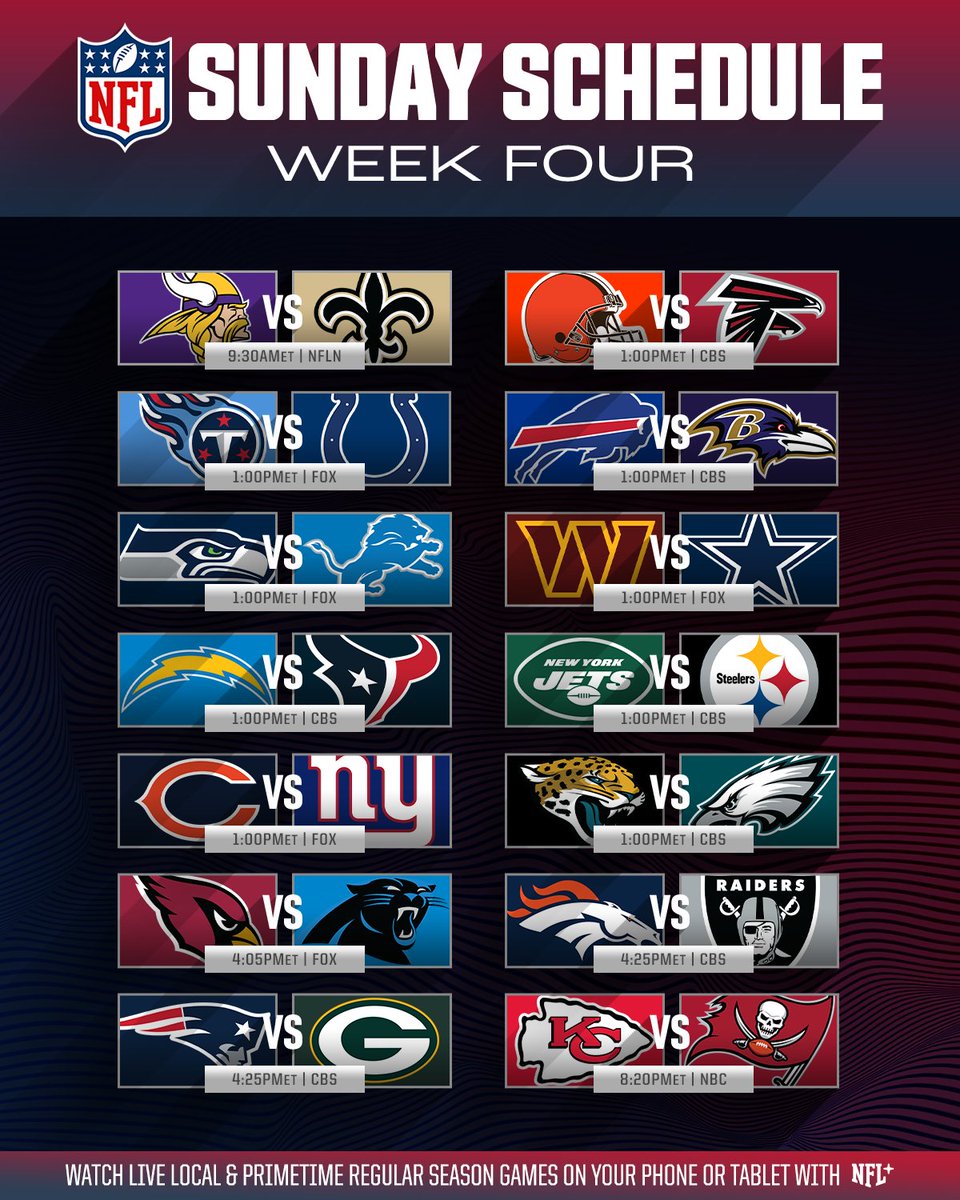 NFL's tweet photo. Set your alarms. Sunday football starts early this week 🙌 https://t.co/gWyln8ueBm