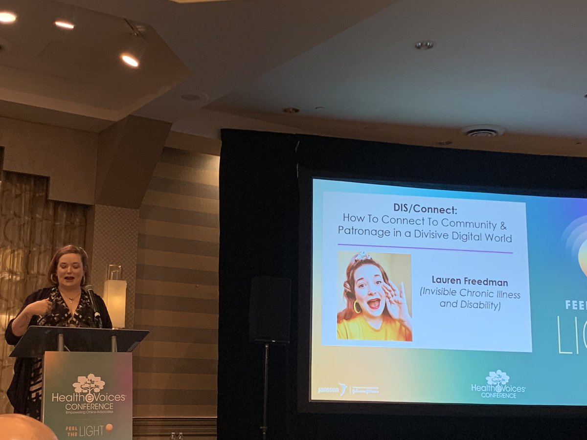 GoldenMoe's tweet photo. 🤩 HOLY COW! @uninvisiblepod is giving a master class in #MAKE session: “How To Connect To Community &amp;
Patronage in a Divisive Digital World”. Lauren you did that,MAKE loading! #HealtheVoices22 @healthevoices  #healthevoiceslive #patientadvocate #DEI #empower #lemonademaker 🍋💜 https://t.co/glDUyxnFZx