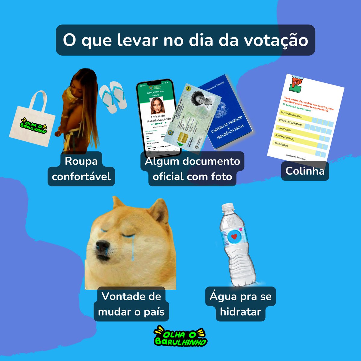 OBarulhinho's tweet photo. Faltam 2 dias para mudarmos o Brasil!

Para votar, a pessoa deve apresentar um documento oficial com foto. Segue o fio para saber quais documentos são válidos! https://t.co/BFJSoTbC94