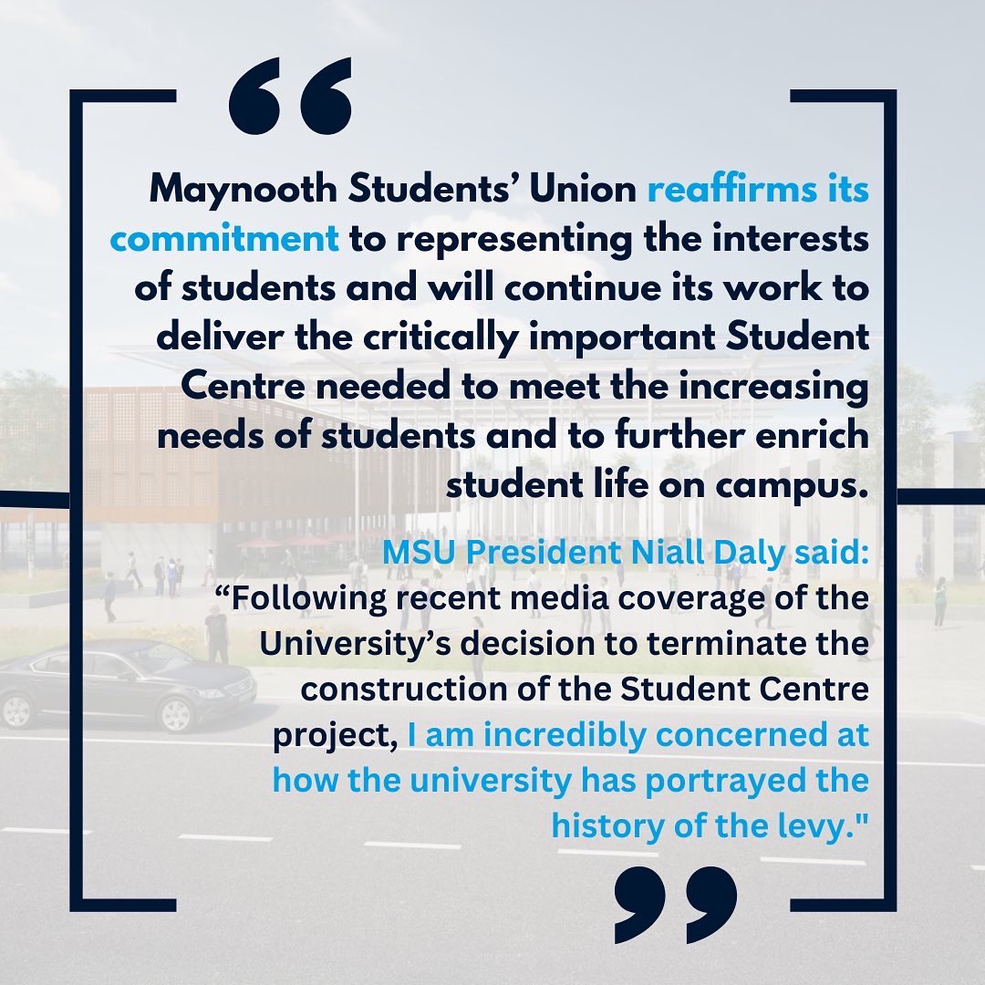 maynoothsu's tweet photo. 📣📣Follow Up Statement from Maynooth Students’ Union against the Termination of the Construction of the Student Centre Levy Project📣📣 (1/4) https://t.co/7OSMH0EudX