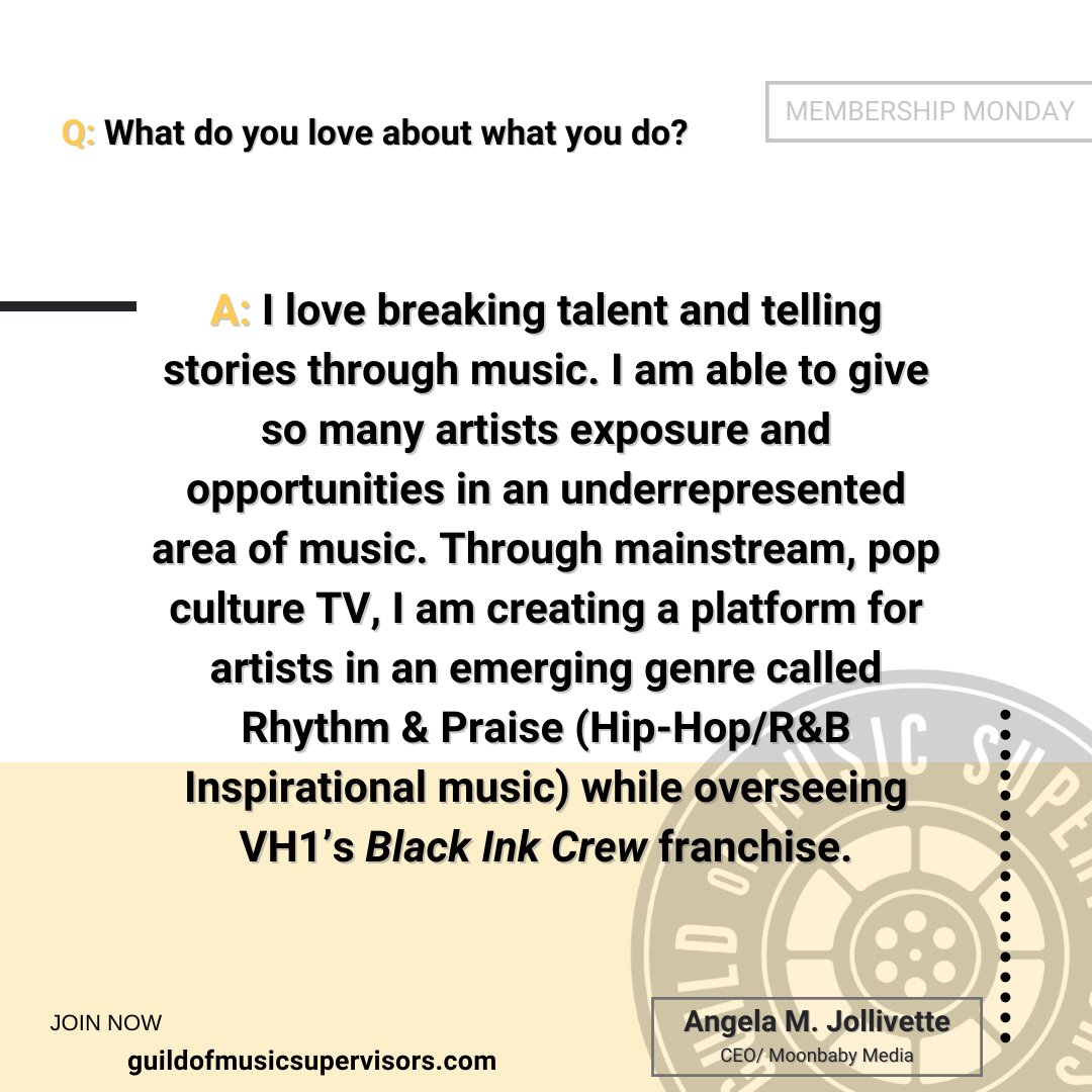 guildofmusic's tweet photo. 2/2
Come see #GMSMembershipFeature Angela M. Jollivette @djmoonbaby speak at the “Urban Outliers" panel tomorrow, 10/1, at the #GMSConference!
This panel will be a frank discussion on the use of "urban" to categorize music by Black artists and the effects on searches & pitches https://t.co/MVhYNDMhNt